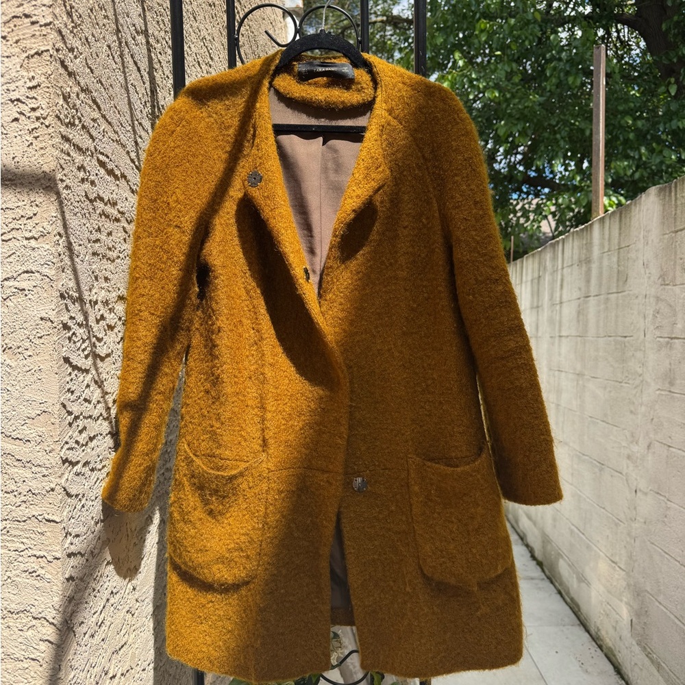 Zara Yellow Teddy Jacket Cozy Oversized Style